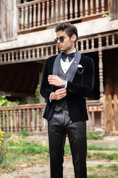

men's suits & blazers (jacket+pants+vest) vintage classic black 3 piece groom tuexdos for wedding formal prom suit party evening blazer, White;black