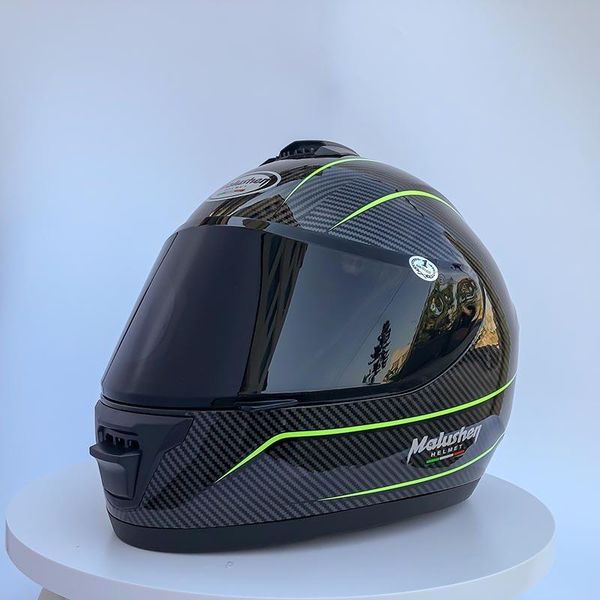 

motorcycle helmets malu-shen summer carbon fiber grain fluorescent helmet personality men and women full cover sunscreen safety