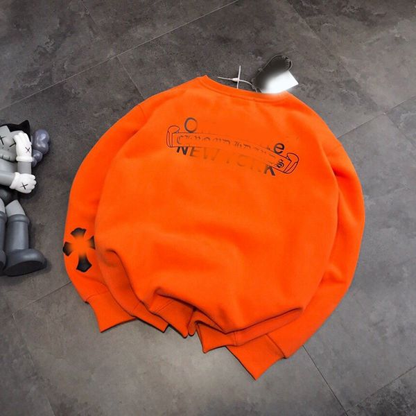 

autumn winter 2020 new co bred velvet violence orange cross embroidery round neck men's women's sweater fa, Black
