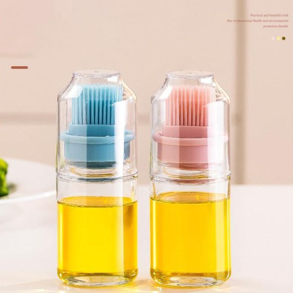 

tools & accessories portable oil bottle with brush silicone barbecue liquid gadgets bbq for kitchen