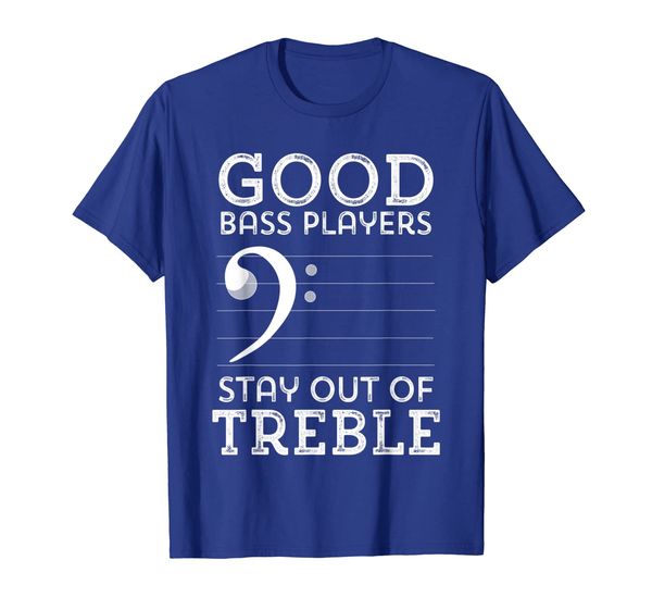 

stay out of treble funny double bass music t-shirt bass clef, White;black