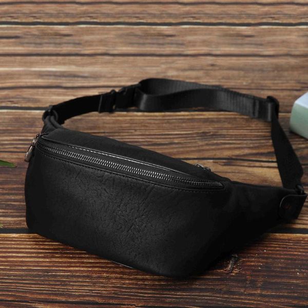 

solid-color chest bag street one-shoulder male and female leather small leisure youth waist bags