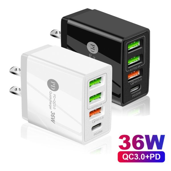 

36w qc3.0+pd wall charger fast charging for iphone samsung phone tablet adapter