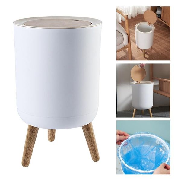 

storage bottles & jars 94pf plastic trash can with lid press garbage rubbish bin high foot waste container organizer bathroom kitchen decora