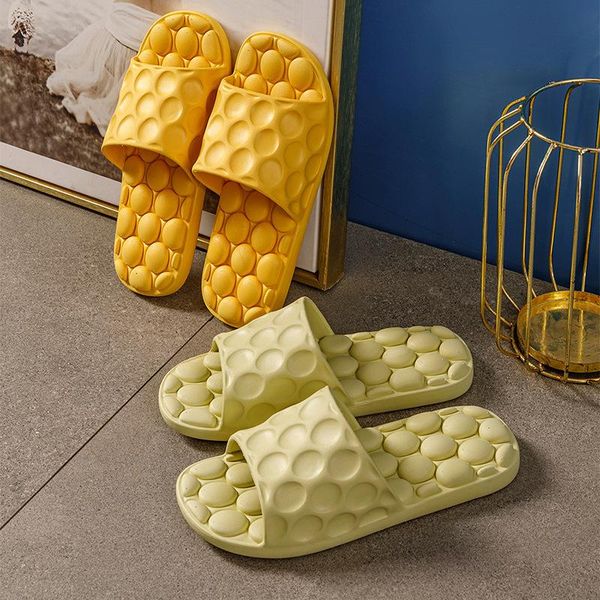 

women slippers summer bathroom bathing couple solid color breathable pebbles massage waterproof non-slip sandals, Black