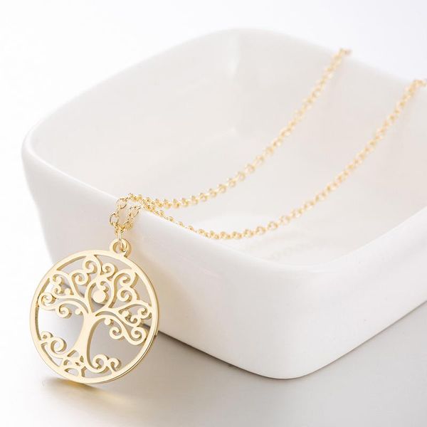 

pendant necklaces tree of life bijoux women girls female streetwear jewelry halloween gifts 316l stainless steel necklace, Silver