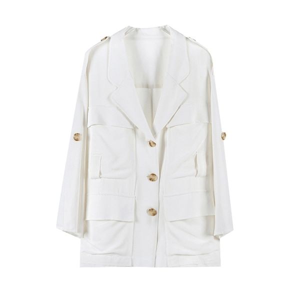 

women causal linen blazer sash c0156 210514, White;black