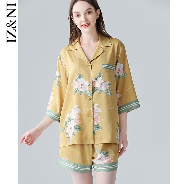 

women's sleepwear paragraph in the summer of 2021 house coat female thin ice silk chinese wind brigitte tung flower shorts luxury pajam, Black;red