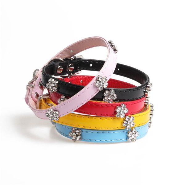 

cat collars & leads cute collar pu rhinestone snowflake pet necklace dog adjustable kitten chihuahua dogs accesorios christmas