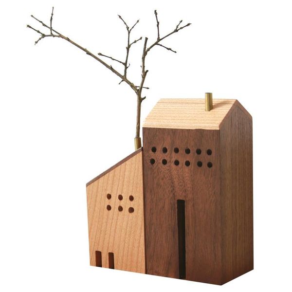 

fragrance lamps japanese style wooden house incense diffuser wood creative gift burner small flower ornament