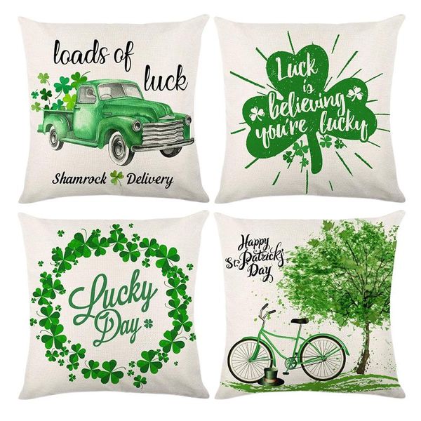 Almofada / Almofada Decorativa St. Patrick's Day Linen Pi45x45cm Caso Decorativo Linho Almofada Capa Patrickllowcase para Decoração de Casa 18x18 Inc