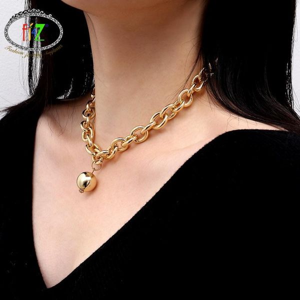 

pendant necklaces f.j4z arrival fashion punk style maxi link chain bead necklace hip hop rocker night club statement, Silver