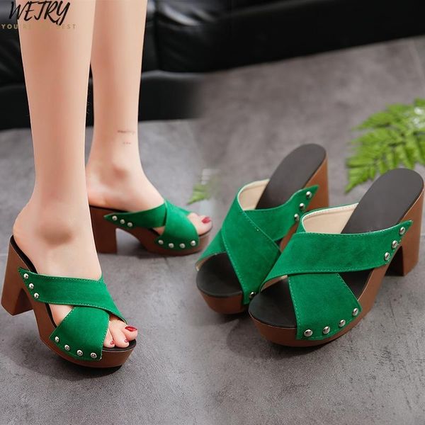 

dress shoes 2021 women cross strap chunky heel sandal thick high-heeled flip flop open toe sandals gladiator casual rome, Black