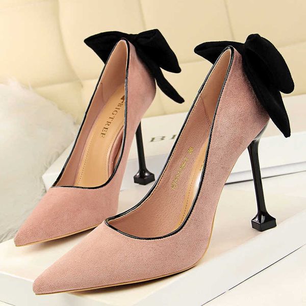 

classic luxury designer shoes bowknot women pumps stiletto high heels suede fashion wedding new pointed paris wholesale, Black