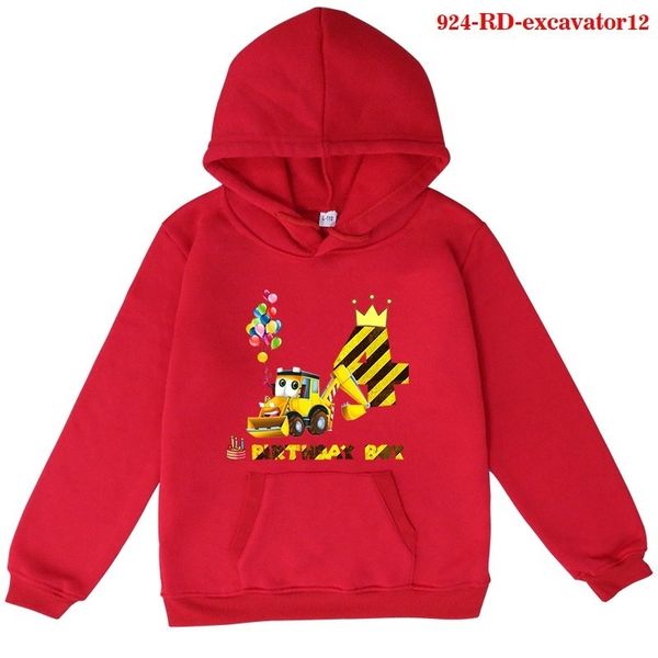 

excavator cartoon printed wear plush hoodie thick sweater middle and big children's clothing, Black