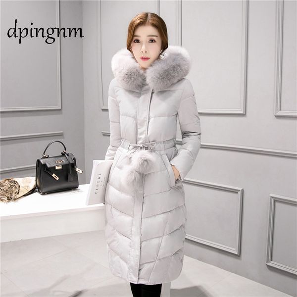 

women's large fur winter thick coat, seam, cotton down et, 2019, Black