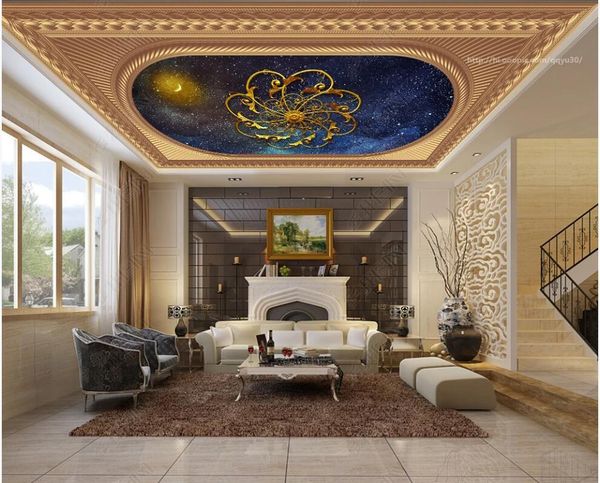 

wallpapers custom po 3d wallpaper ceiling mural european golden pattern universe sky decor wall murals in the living room