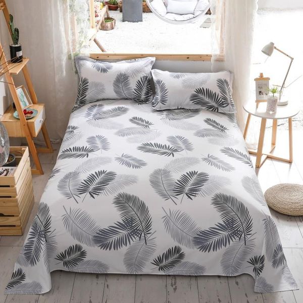 

white plumage bedsheet+2pcs cases pattern decor home textile king size bedding coverlet printed queen flat sheet bedcover sheets & sets