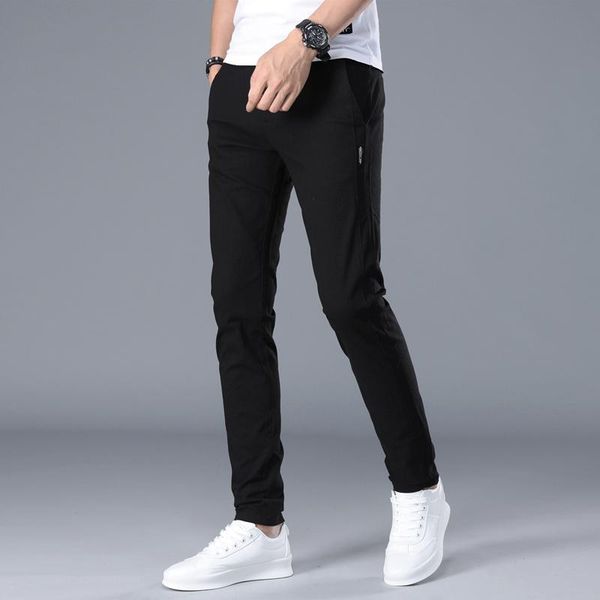 

brand men pants casual mens business male trousers classics mid weight straight full length fashion breathing pant men's, Black