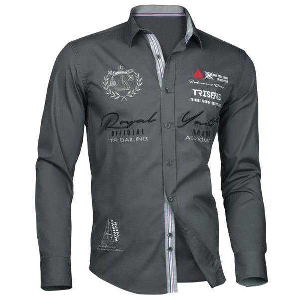

men's casual shirts fashion letter printed long sleeve slim fit lapel dress male cotton button up shirt, White;black