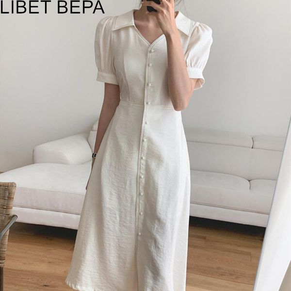 

casual dresses 2021 summer women shirt v-neck high waist elegant single breasted fashionable korean vintage lady long dress dr3189, Black;gray