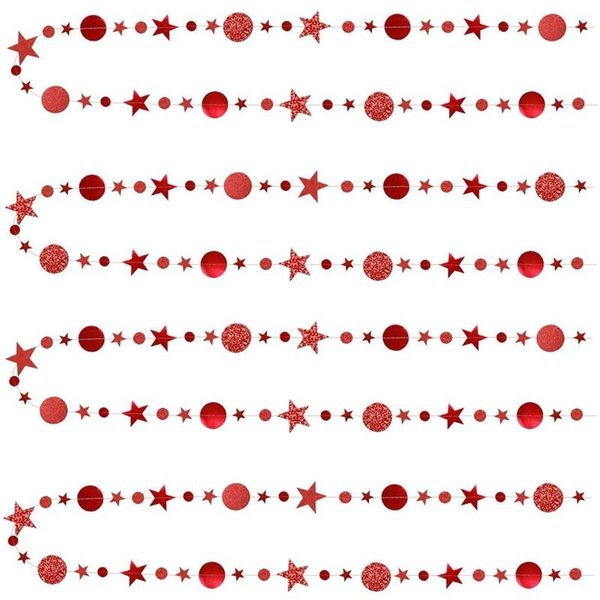 

twinkle star garlands red circle dots streamer for valentines party decorations chinese year hanging decor banner decoration