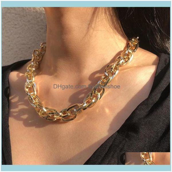 

necklaces & pendants jewelryvintage exaggerated big choker necklace for women punk hip hop gold color circle chain zinc alloy jewelry gift c, Silver