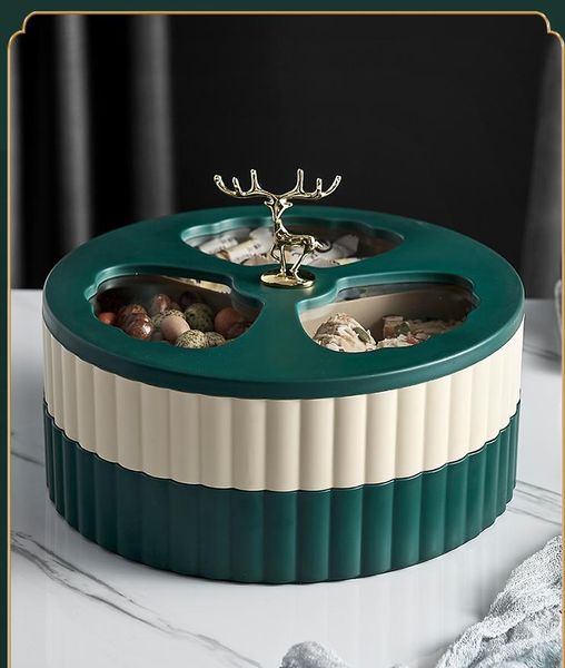 

storage bottles & jars dark green box elk dried fruit with lid snack melon seed tray multi layers organizer