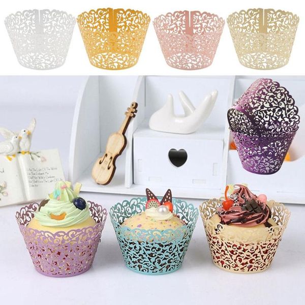 

baking & pastry tools lace cake cup hollow tray cupcake wrappers wrap practical cute 50pcs/bag 5 color paper diy birthday christmas
