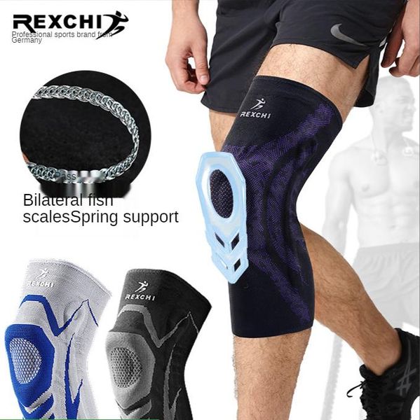 

elbow & knee pads rexchi sports kneepad basketball fitness equipment running thin leg protector silicone spring, Black;gray