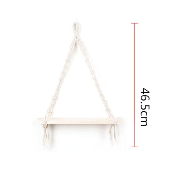 

hooks & rails wall hanging wood floating storage shelf with swing crochet rope display organizer garden boho tassel decor plant hanger for