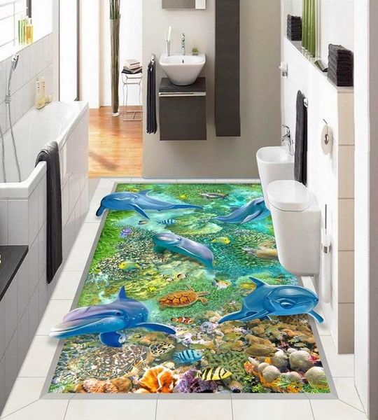 

wallpapers [self-adhesive] 3d dolphin 45525745 floor wallpaper mural wall print decal murals