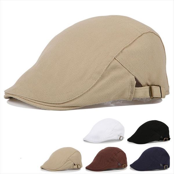 

British Style Spring Autumn Winter Hat For Men Classic Vintage Beret Hats Solid Fashion Flat Caps M035, Blue;gray