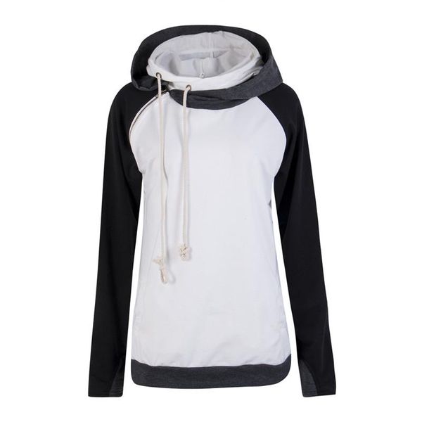 

women's hoodies & sweatshirts sell 2021 women hooded fashion autumn spring clothes long sleeve patchwork zipper casual pullover jumper, Black