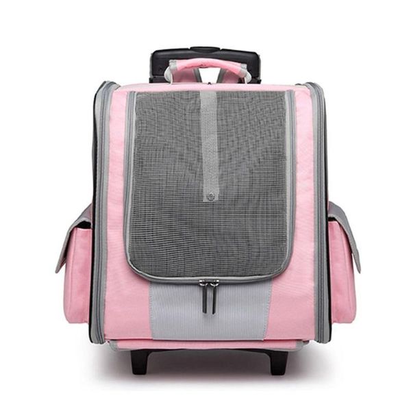 

pet rolling carrier dog backpack with wheels breathable cats puppies travel bag tote airline approved x7xc