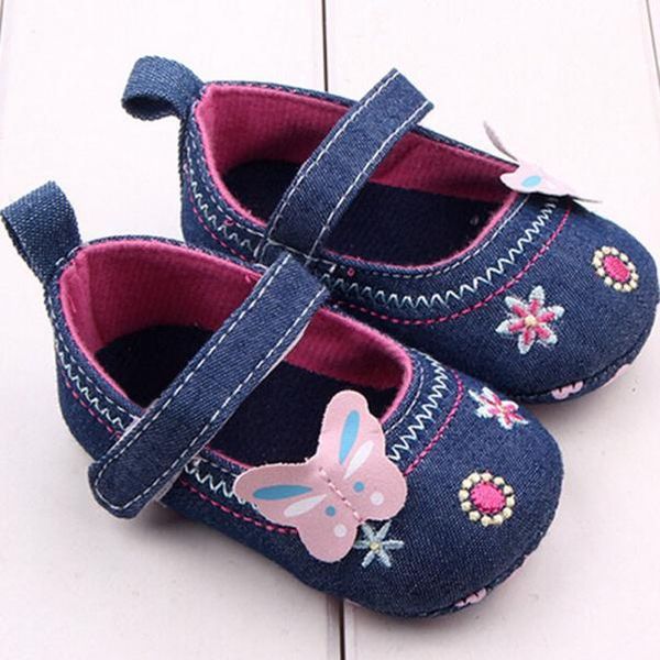 

first walkers baby shoes born kids girls butterfly soft anti-slip sole princess canvas walker girl