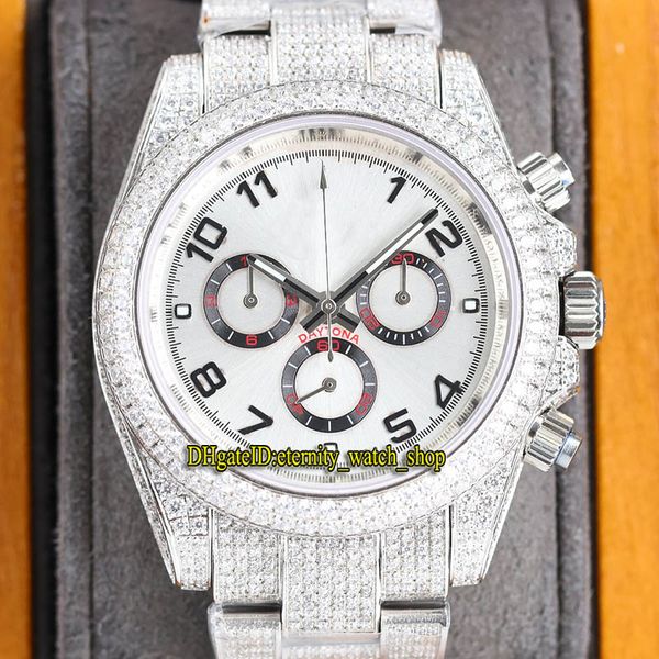 

eternity watches rrf custom version 116509 116576 116519 sa7750 chronograph automatic silver dial iced out mens watch 904l steel diamonds ca, Slivery;brown