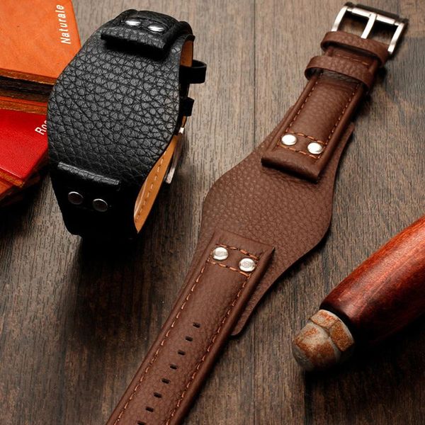 

watch bands leather strap fits for ch2564 ch2565 ch2891ch3051 men's 22mm black brown color mens