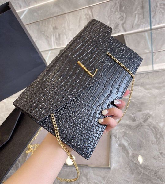 

with box envelope handbags for women crocodile pattern chain crossbody bags shoulder hangbag purse flip bag