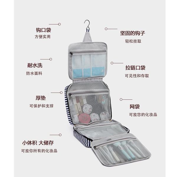 

storage bags outdoor make-up packaging large bag foldable organizer 4-room travel portable inner zipper cosmetic pack with handle hook