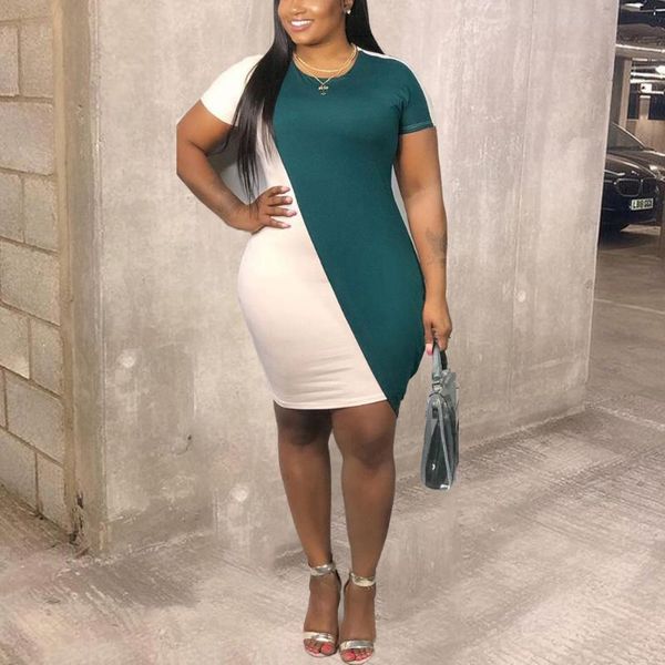 

casual dresses 4xl 5xl plus size for womens patchwork bodycon mini length evening night club black women dress clothes wholesale, Black;gray