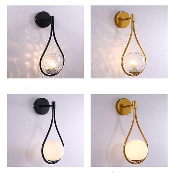 

wall lamp nordic personality creative golden/black bedroom bedside fashion modern minimalist model glass