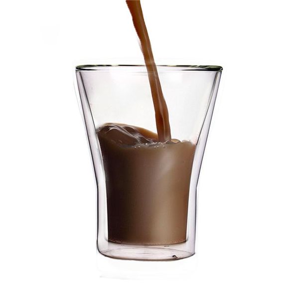 

wine glasses 250ml double-layer glass cup,heat-resistant coffee juice teacup dinkware home office bar party