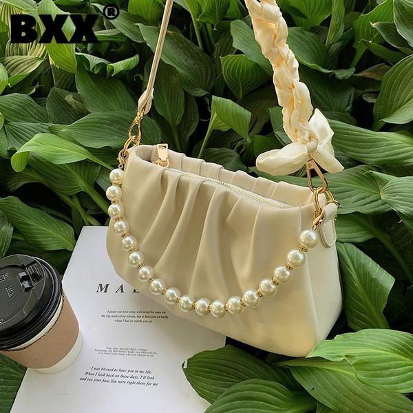 

evening bags [bxx] simple pu leather pleated crossbody for women 2021 summer shoulder bag trending luxury hand hs740