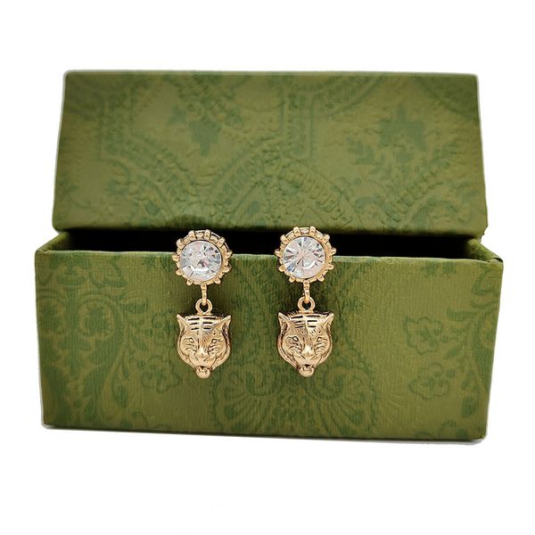 

70% off luxury jewelry gujia new fashion simple zircon brass earrings female 925 silver needle, Golden