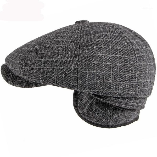 

dad big size wool sboy caps winter felt octagonal cap men plus berets outdoors ivy hat, Blue;gray