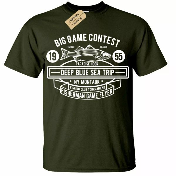 

big game fishing t-shirt man fisherman, White;black