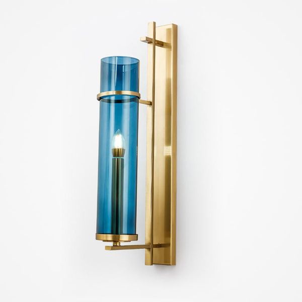 

wall lamps post modern luxury blue glass shades lustre e14 led lamp plate gold metal luminaria scones lighting fixtures