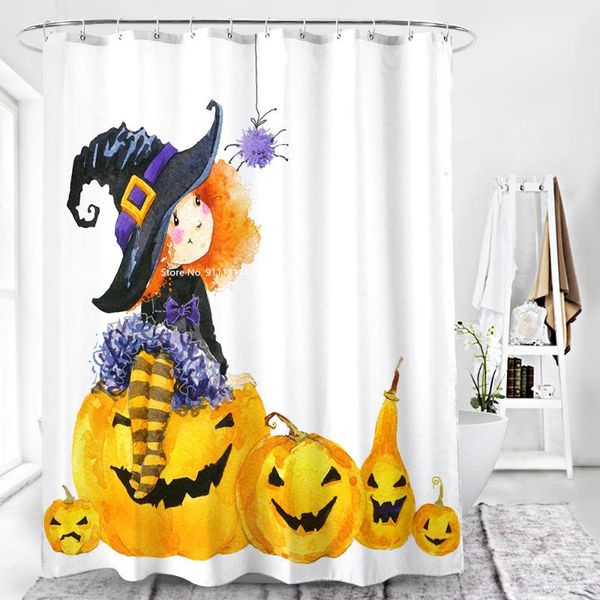 

cartoon cute halloween witch print shower curtain multi-size bathroom decoration waterproof and mildew proof curtains