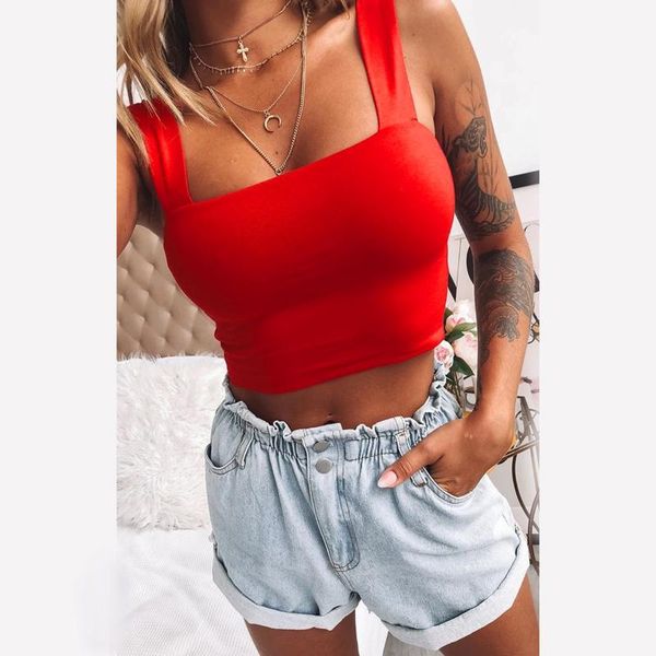 

women's tanks & camis 2021summer fashion t-shirt navel vest sleeveless beach, White